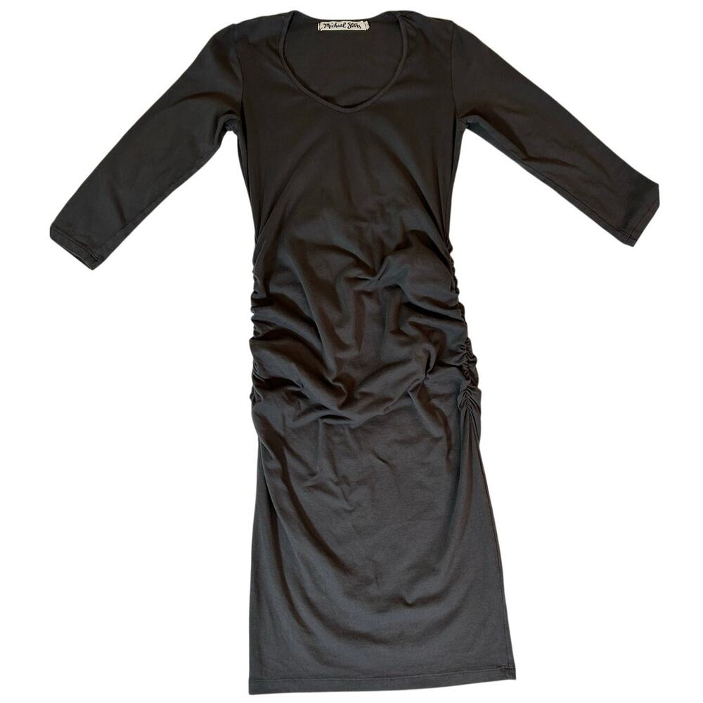 Michael Stars Charcoal Gray Long Sleeve Ruched Maternity Midi Dress - Size Small